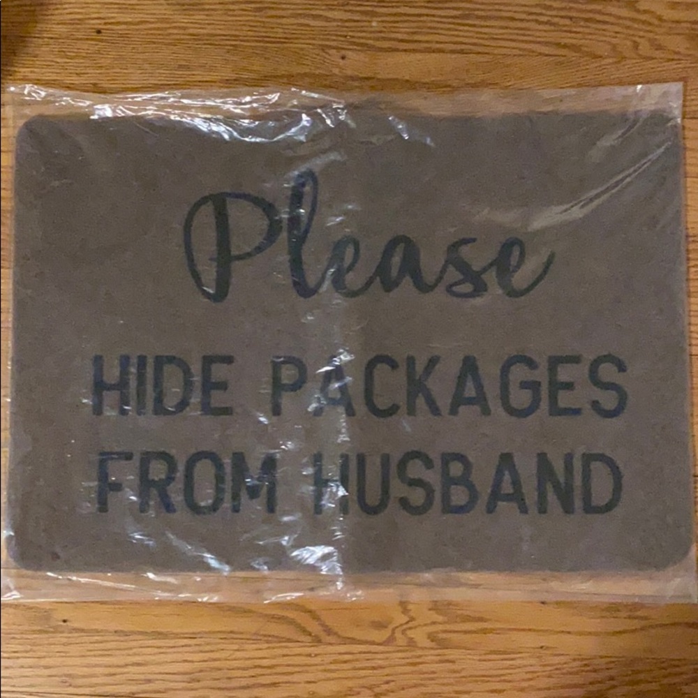 “Please hide packages from husband” Doormat